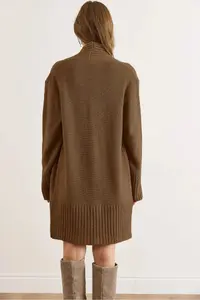 Olalook Women's Mink Pocket Collar Detailed Soft Textured Knitwear Cardigan - Image 3