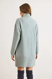 Olalook Women's Mint Green Pocket Collar Detailed Soft Textured Knitwear Cardigan - Image 3