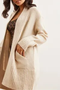 Olalook Women's Stone Pocket Collar Detailed Soft Textured Knitwear Cardigan - Image 4