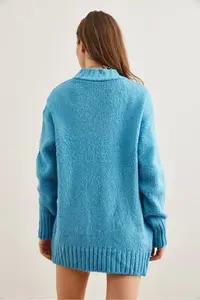 Olalook Women's Blue Pocket Soft Textured Knitwear Cardigan - Image 6