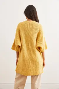 Olalook Women's Yellow Honeycomb Soft Textured Knitwear Cardigan - Image 7