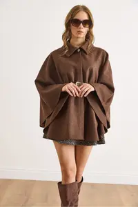Olalook Women's Brown Belted Stash Poncho Cardigan - Image 2