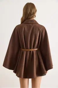Olalook Women's Brown Belted Stash Poncho Cardigan - Image 6