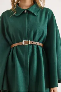 Olalook Women's Emerald Green Belted Stash Poncho Cardigan - Image 4