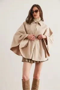 Olalook Women Stone Arched Bowl Poncho Cardigan - Image 4