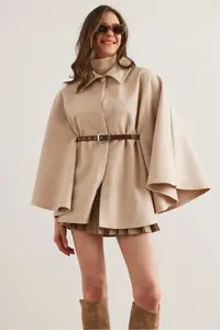 Olalook Women Stone Arched Bowl Poncho Cardigan - Image 5