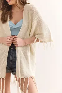 Olalook Women's Stone Tasseled Openwork Seasonal Cardigan - Image 6