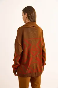 Olalook Women's Tan Double Buttoned Oversize Knitwear Cardigan - Image 6