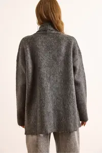 Olalook Women's Smoked Double Breasted Collar Oversize Rose Gold Knitwear Cardigan - Image 6