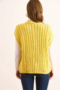 Olalook Women's Yellow Thick Knitted Big Button Knitwear Cardigan - Image 7