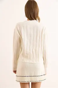 Olalook Women's White Thick Ribbed Soft Textured Cardigan - Image 5