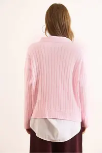 Olalook Women's Pink Pocket Thick Ribbed Soft Textured Knitwear Cardigan - Image 7