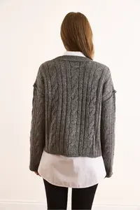 Olalook Women's Smoked 4 Button Braided Soft Textured Knitwear Cardigan - Image 6