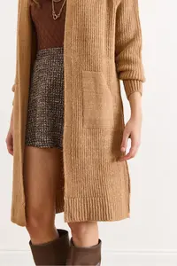 Olalook Women's Biscuit Hooded Soft Textured Thick Cardigan with Pockets - Image 4