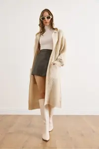Olalook Women's Stone Hooded Soft Textured Thick Cardigan with Pockets - Image 5