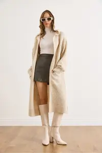 Olalook Women's Stone Hooded Soft Textured Thick Cardigan with Pockets - Image 6