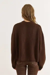 Olalook Women's Brown Hair Braid Detailed Knitwear Cardigan - Image 3