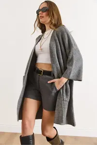 Olalook Women's Smoked Soft Textured Pocket Knitwear Cardigan - Image 2