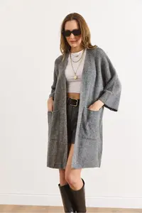 Olalook Women's Smoked Soft Textured Pocket Knitwear Cardigan - Image 3