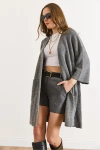 Olalook Women's Smoked Soft Textured Pocket Knitwear Cardigan - Image 6