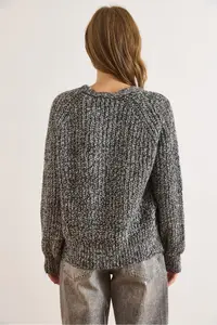 Olalook Women's Black Melted Soft Textured Knitwear Cardigan - Image 3