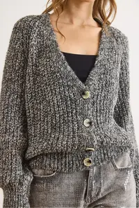 Olalook Women's Black Melted Soft Textured Knitwear Cardigan - Image 4
