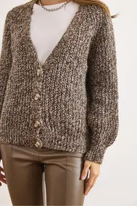 Olalook Women's Brown Melted Soft Textured Knitwear Cardigan - Image 4