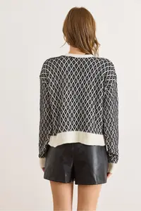 Olalook Women's White Tiny Baklava Crew Neck Soft Textured Knitwear Cardigan - Image 2