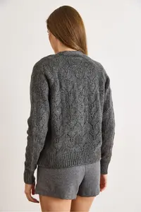 Olalook Women's Smoked Openwork Soft Textured Knitwear Cardigan - Image 3