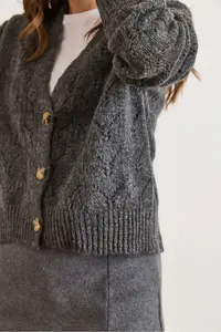 Olalook Women's Smoked Openwork Soft Textured Knitwear Cardigan - Image 4
