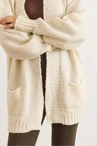 Olalook Women's Ecru Pocket Soft Textured Knitwear Cardigan - Image 5