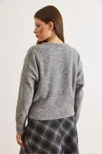 Olalook Women's Smoked Lace Detailed Soft Textured Knitwear Cardigan - Image 3