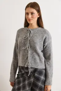 Olalook Women's Smoked Lace Detailed Soft Textured Knitwear Cardigan - Image 4