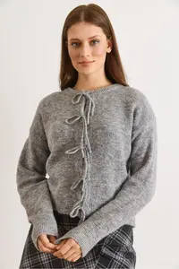 Olalook Women's Smoked Lace Detailed Soft Textured Knitwear Cardigan - Image 5