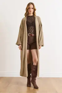Olalook Women's Mink Sleeve Folded Maxi Knitwear Cardigan - Image 2