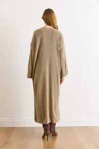 Olalook Women's Mink Sleeve Folded Maxi Knitwear Cardigan - Image 3