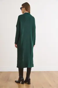 Olalook Women's Emerald Green Shawl Collar Long Knitwear Cardigan - Image 5