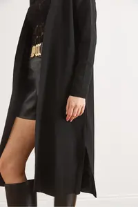 Olalook Women's Black Side Slit Ribbed Full Knitwear Cardigan - Image 5