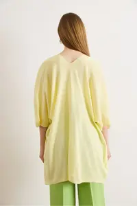 Olalook Women's Light Yellow Basic Seasonal Knitwear Cardigan - Image 6