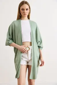 Olalook Women's Mint Green Basic Seasonal Knitwear Cardigan - Image 2