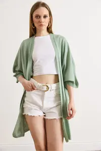 Olalook Women's Mint Green Basic Seasonal Knitwear Cardigan - Image 4
