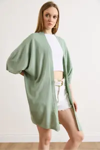 Olalook Women's Mint Green Basic Seasonal Knitwear Cardigan - Image 5