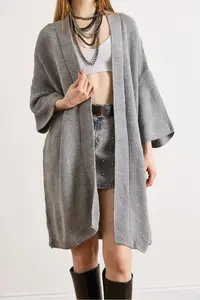 Olalook Women's Gray Oversize Wide Fit Seasonal Knitwear Cardigan - Image 5