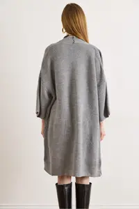 Olalook Women's Gray Oversize Wide Fit Seasonal Knitwear Cardigan - Image 6