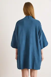 Olalook Women's Indigo Oversize Wide Fit Seasonal Knitwear Cardigan - Image 6