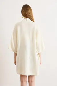 Olalook Women's White Oversize Wide Fit Seasonal Knitwear Cardigan - Image 6