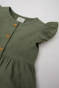 DeFacto Baby Girl Patterned Short Sleeve Flared Poplin Summer Dress - Image 3