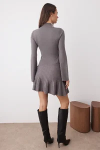 TRENDYOLMİLLA Anthracite Premium Yarn/Special Yarn Short / Mini Knit Dress - Image 5