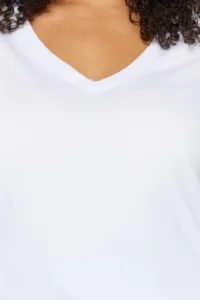 Trendyol Curve White V-neck Basic 100% Cotton Knitting T-Shirt - Image 3