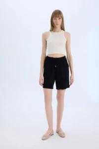 DeFacto High Waist Short Hem Viscose Shorts I6760az23hs